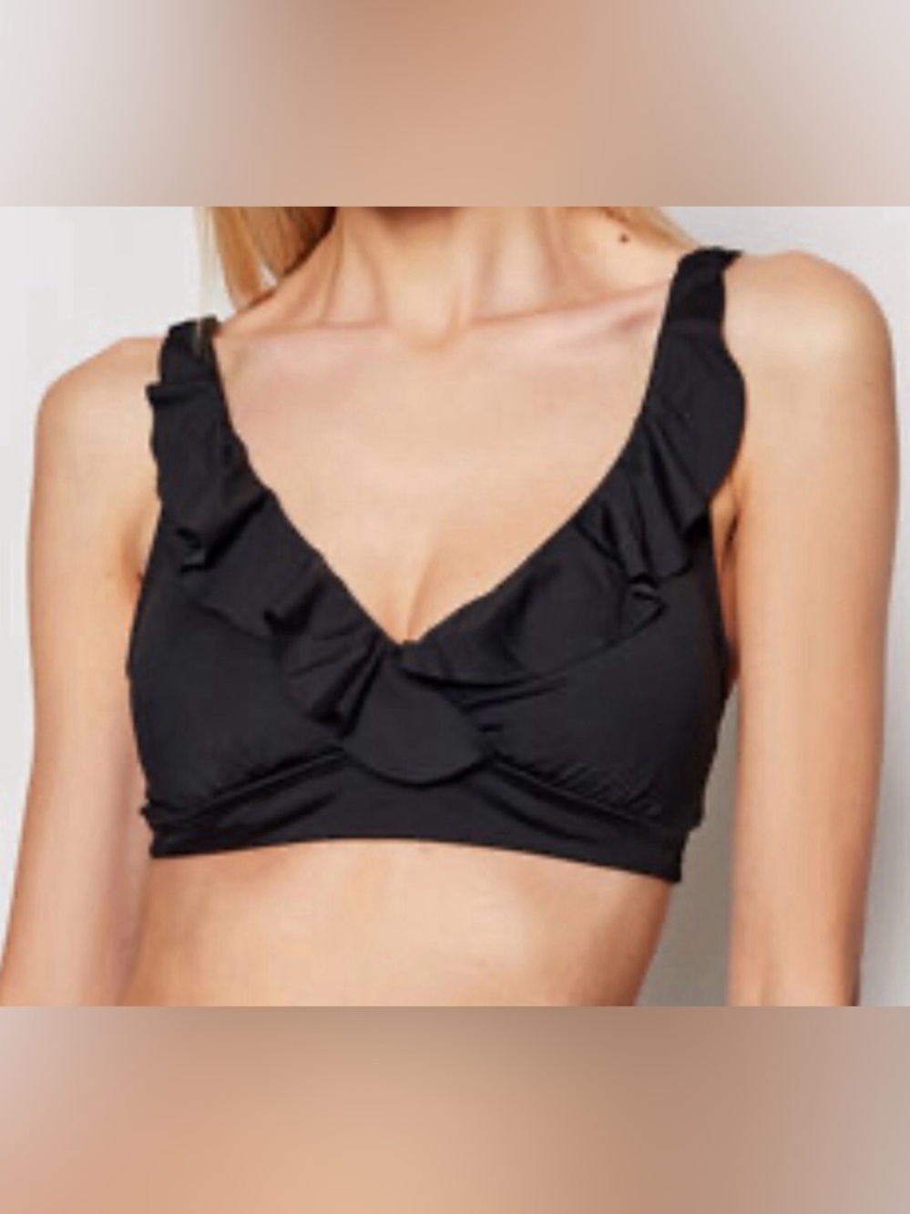 Ralph Lauren Black Ruffle Bikini Top